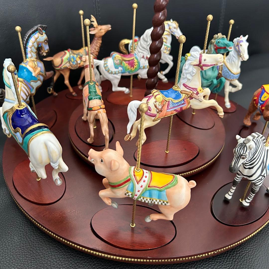 激レア★フランクリンミント/回転木馬 12体/カルーセル 木製ラックとセット★