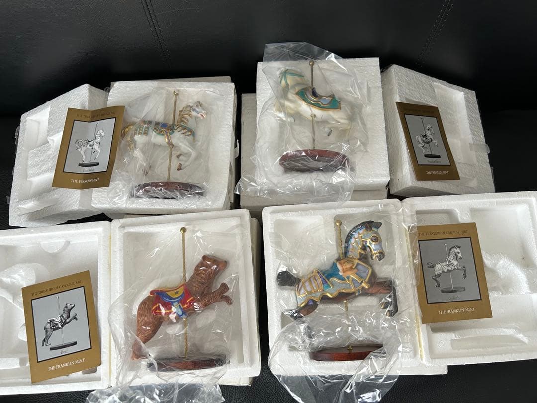 激レア★フランクリンミント/回転木馬 12体/カルーセル 木製ラックとセット★