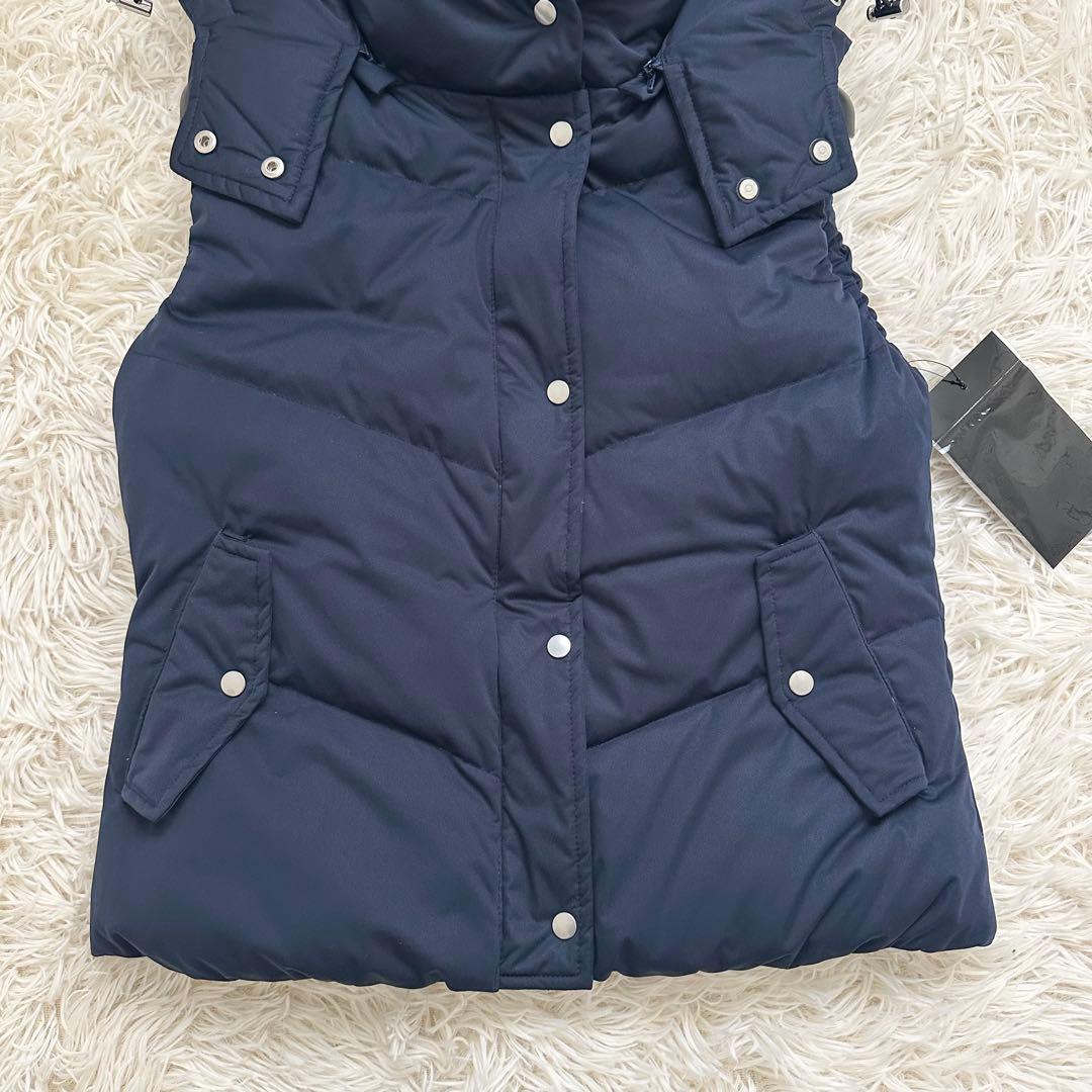 ムータマリン 2way ダウンベスト 裏地ストライプ ネイビー M