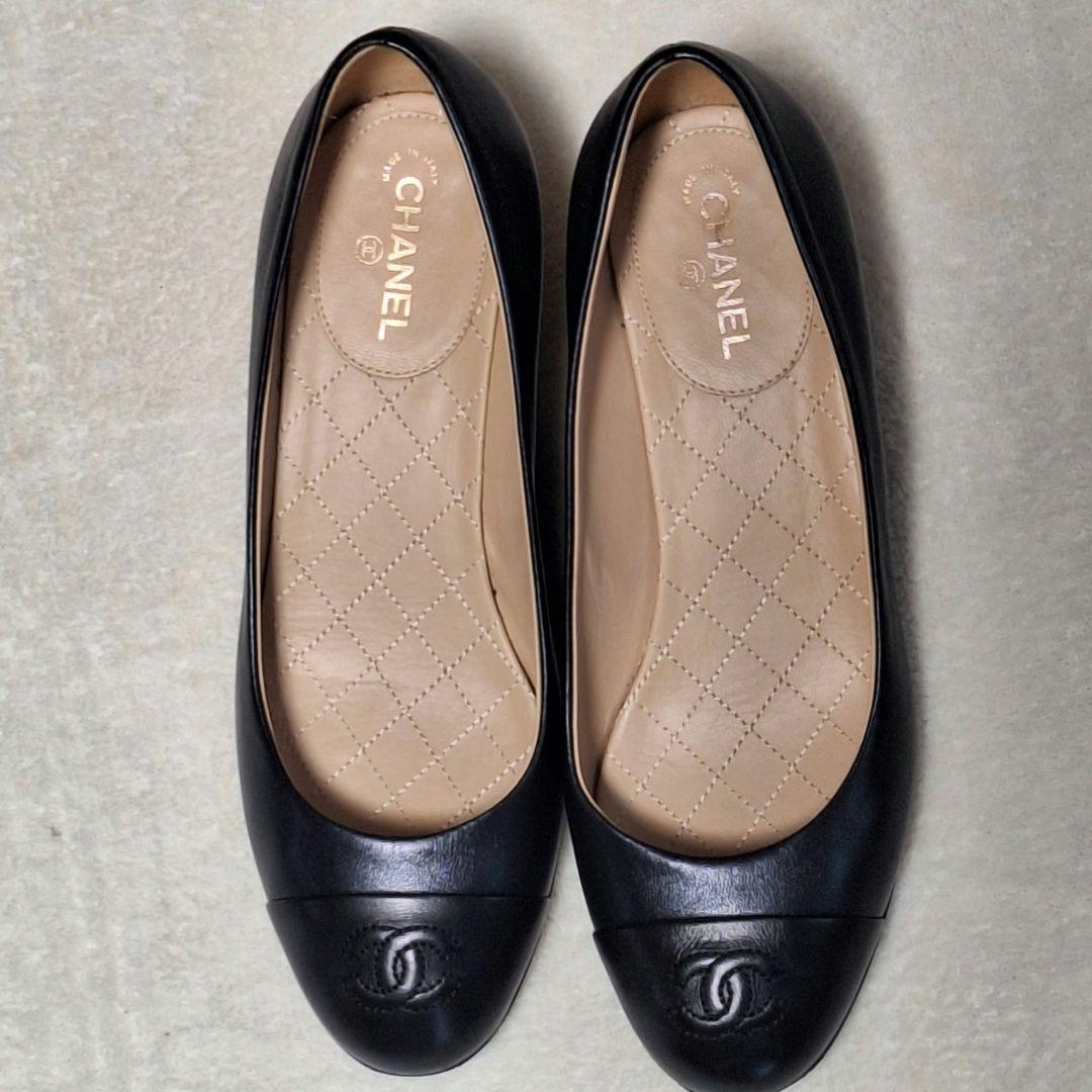 CHANEL ココマーク レザーパンプス 黒 36.5 イタリア製 G30239
