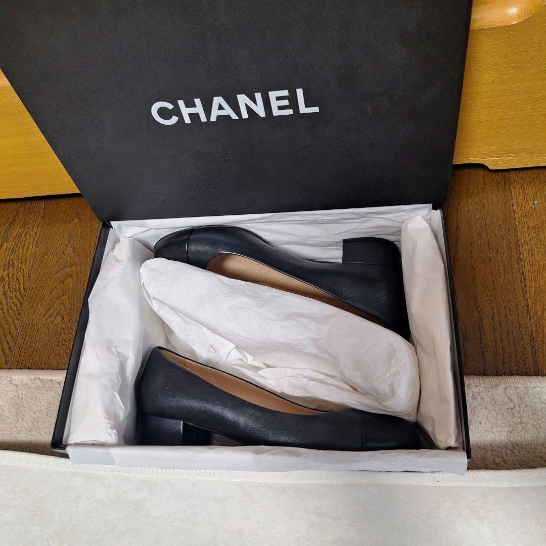 CHANEL ココマーク レザーパンプス 黒 36.5 イタリア製 G30239