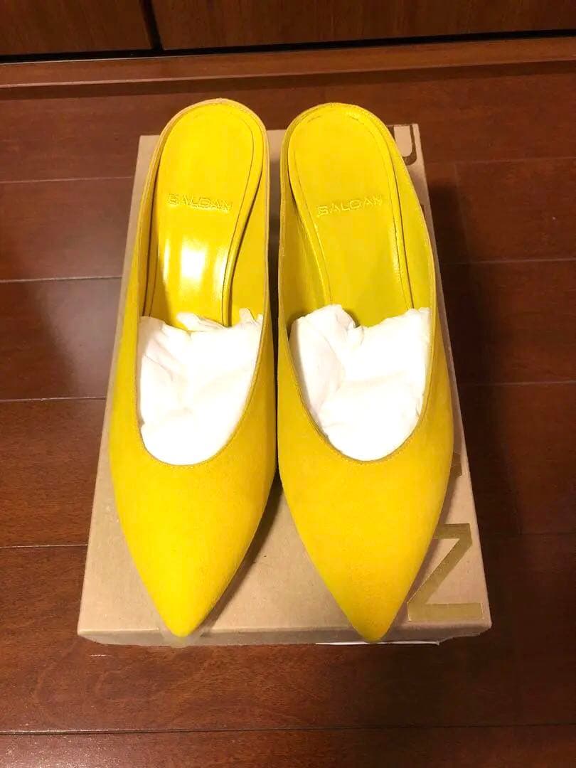 美品 BALDAN 37 イエロー 5cmミュール パンプス サンダル