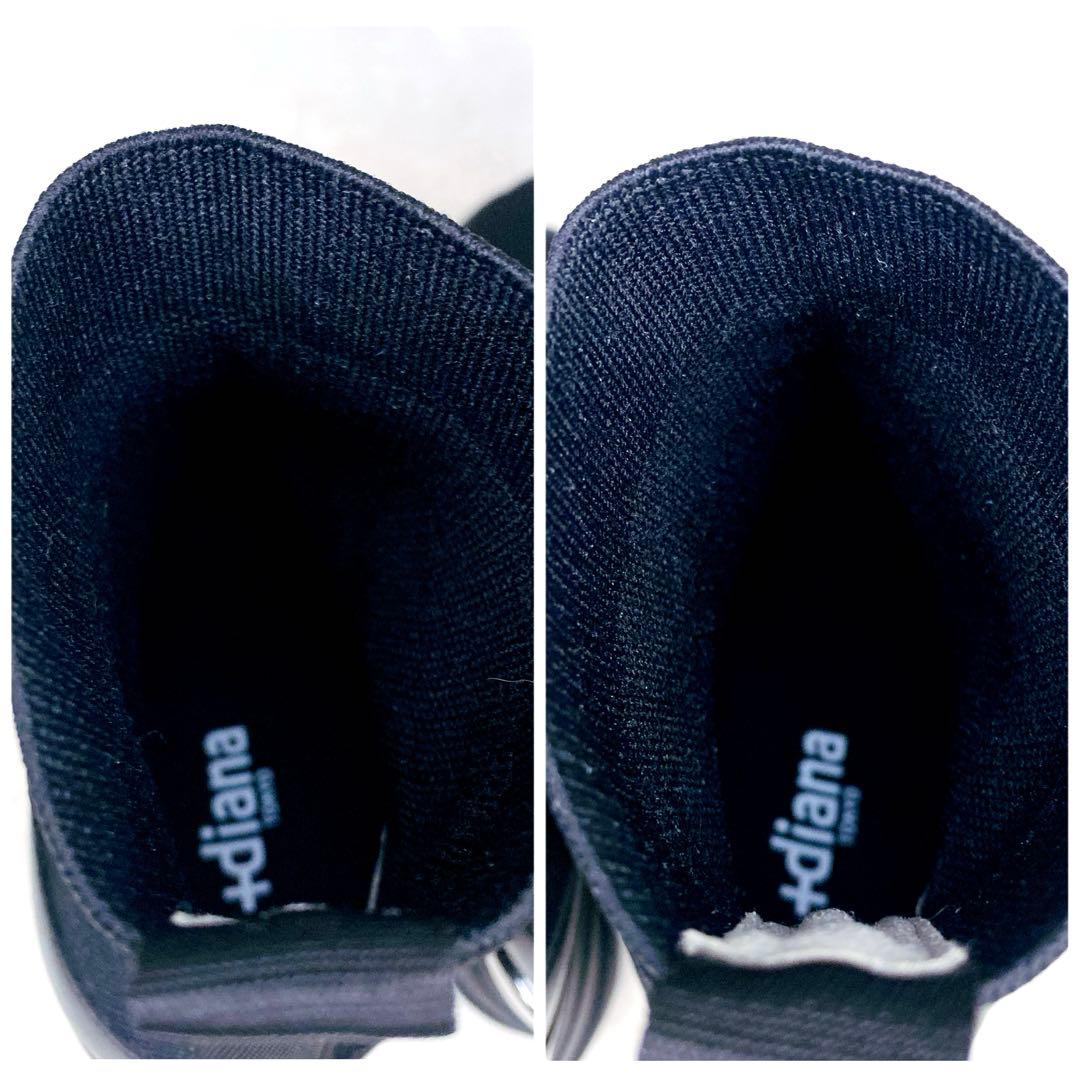 未使用級+ダイアナ ニットスニーカーブーツ 24cm 黒 軽量 ウェッジソール