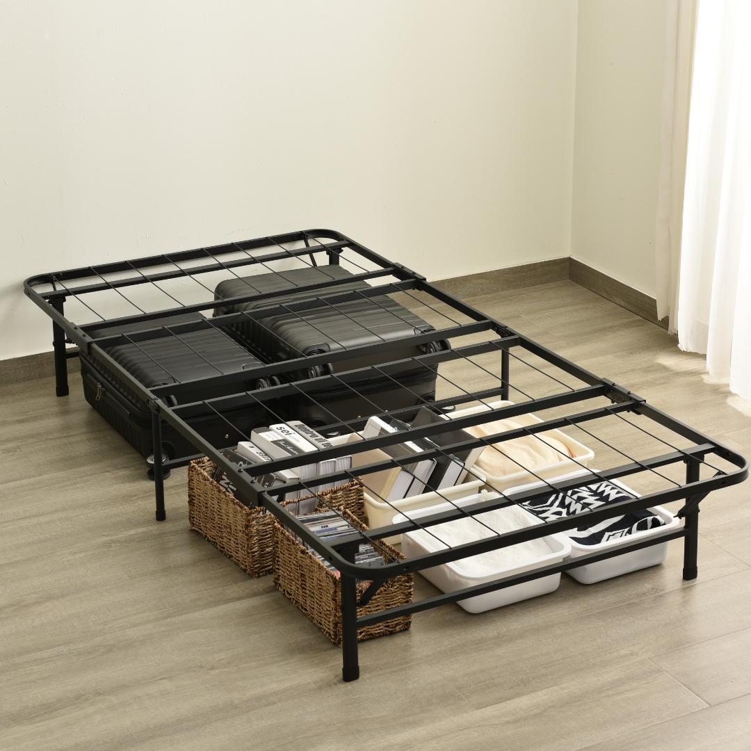 超人気！パイプベッド 折りたたみベッド シングル 組立簡単 Black