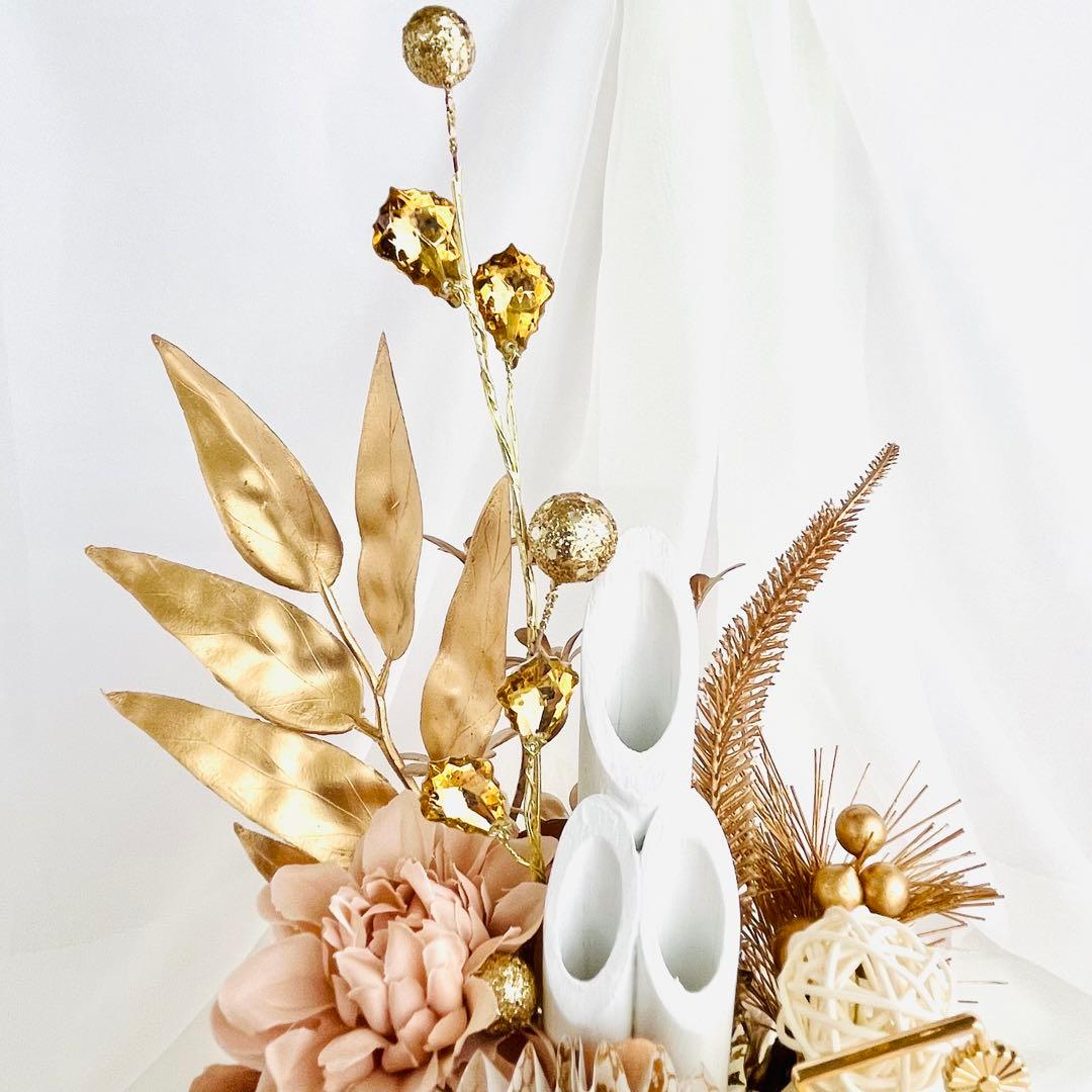 お正月飾り 門松 白 ゴールド モダン門松 ハンドメイド 大 216