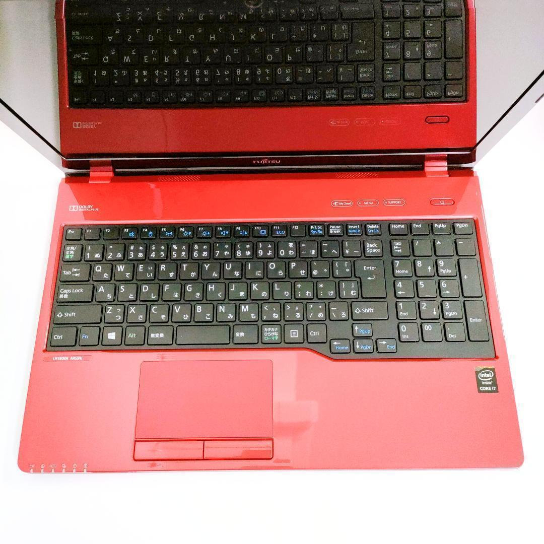 Corei7✨️Windows11/SSD/富士通/カメラ付き赤ノートパソコン