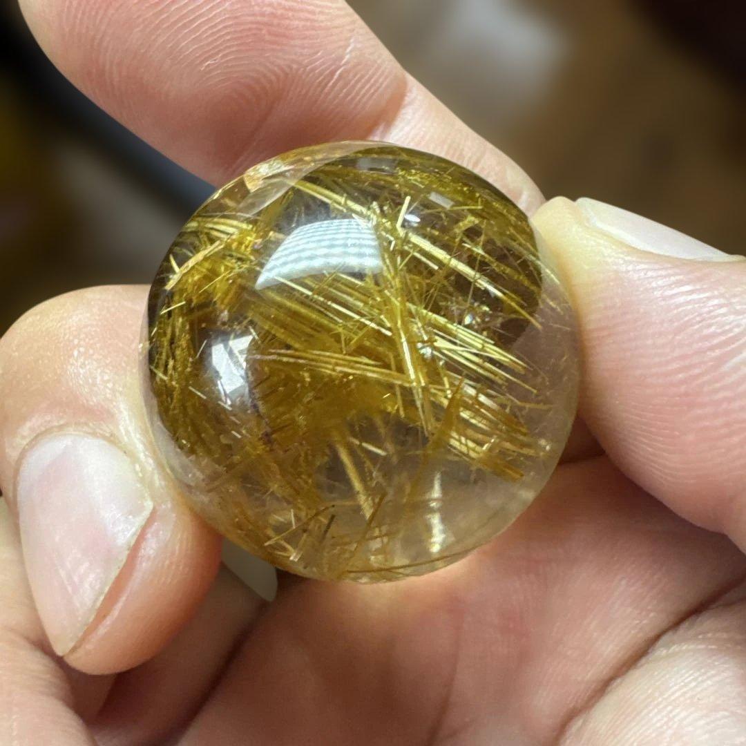 【極上品】ゴールドルチルスフィア　丸玉　クリア