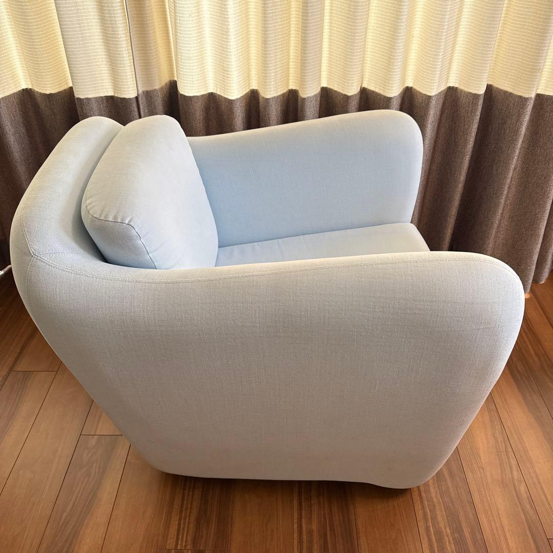 IDEE イデー ミラーソファ 1人掛け／ナチュラル×北欧デザイン/水色