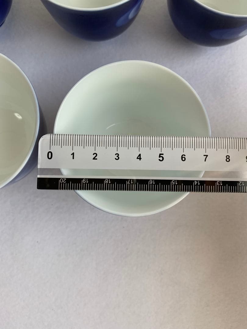 宮内庁御用達 深川製磁 富士型急須茶器「泉」 瑠璃色 湯呑5客セット 有田焼