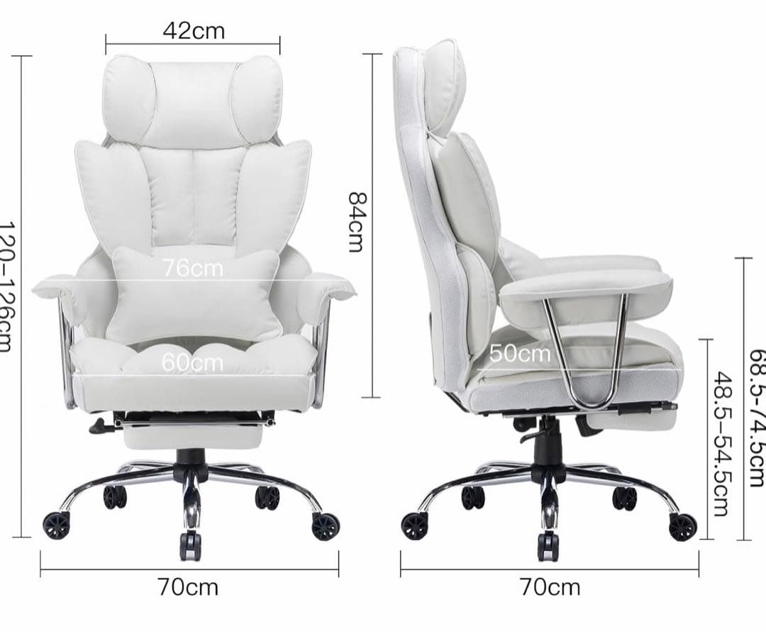 SKYE ゲーミングチェア 座り心地最高 デスクチェア オフィスチェア　ホワイト