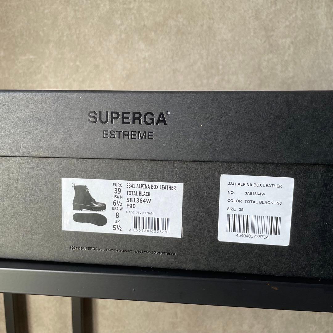 新品　SUPERGA アルピナ　ボックスレザー　ブーツ　3341 ブラック　黒