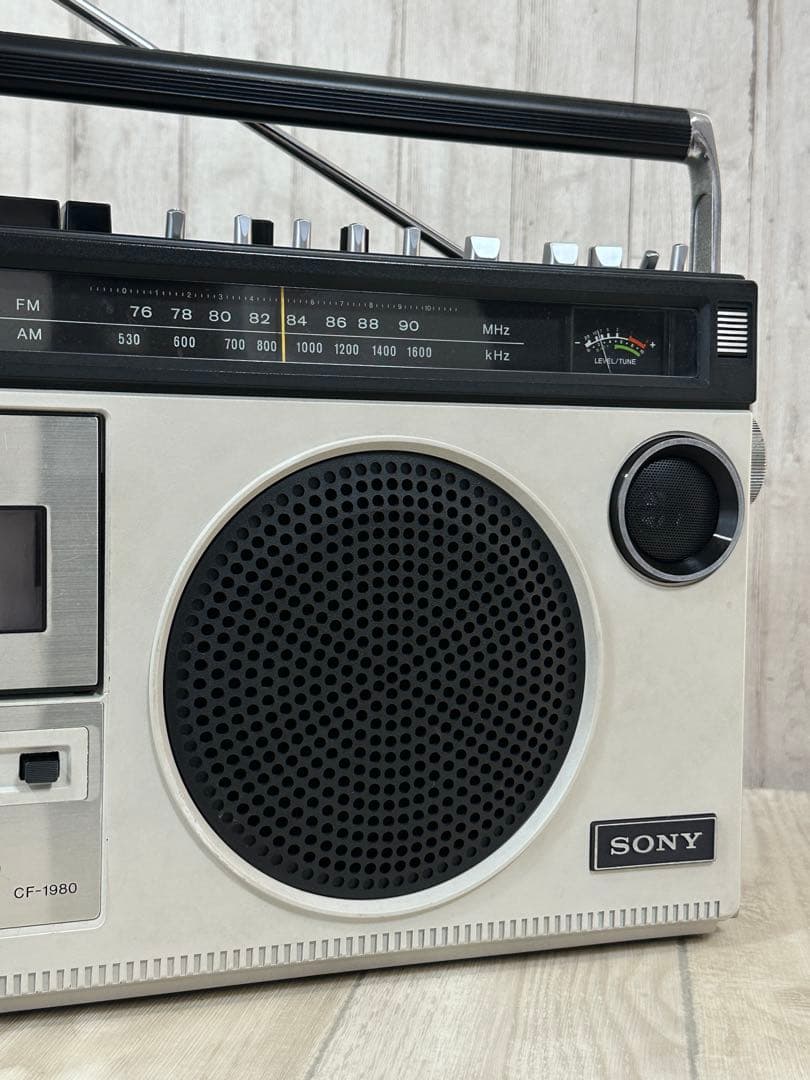 【動作品】希少レアカラー白SONY ラジカセ CF-1980 昭和レトロラジオ