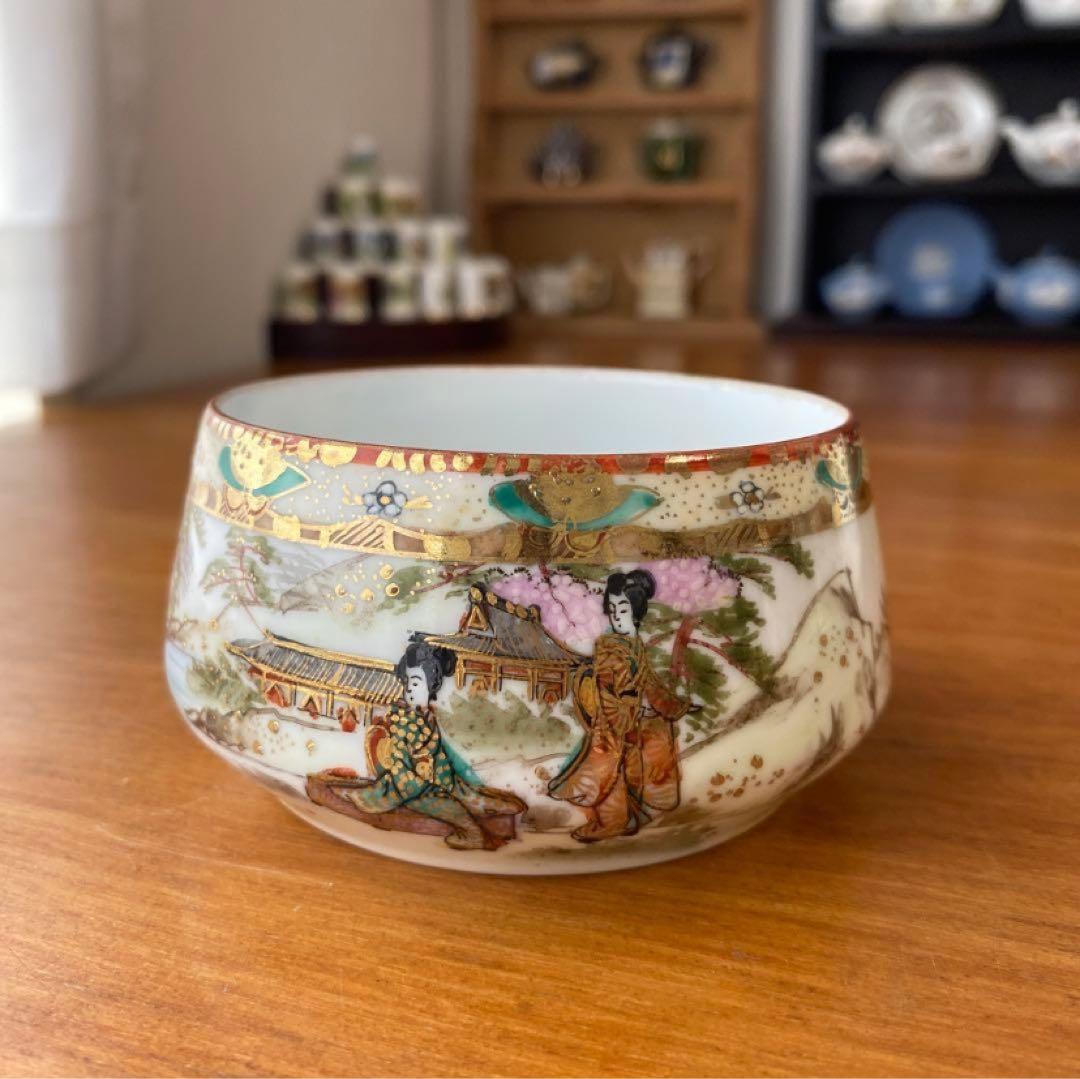 希少　オールドノリタケ　ティーセット　3点セット　英国里帰り品　人気の着物絵