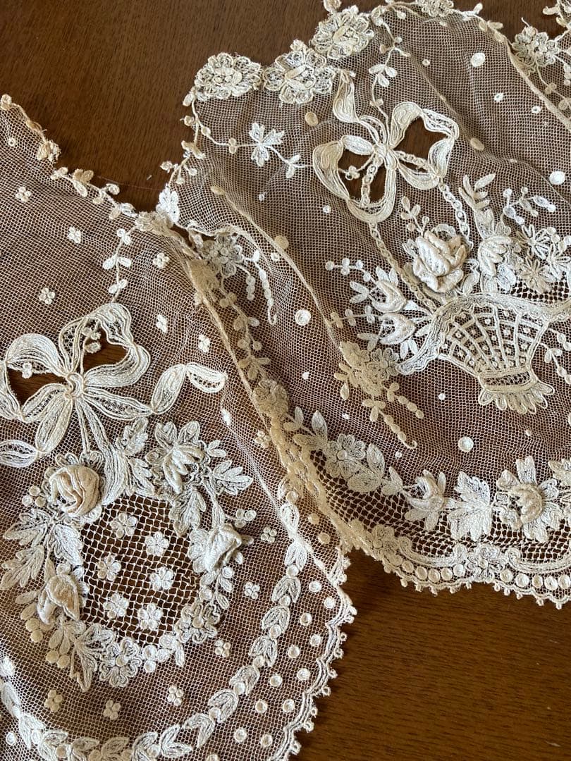 フランスアンティーク立体の花びら チュールレース ウエディング用 花かご&リース