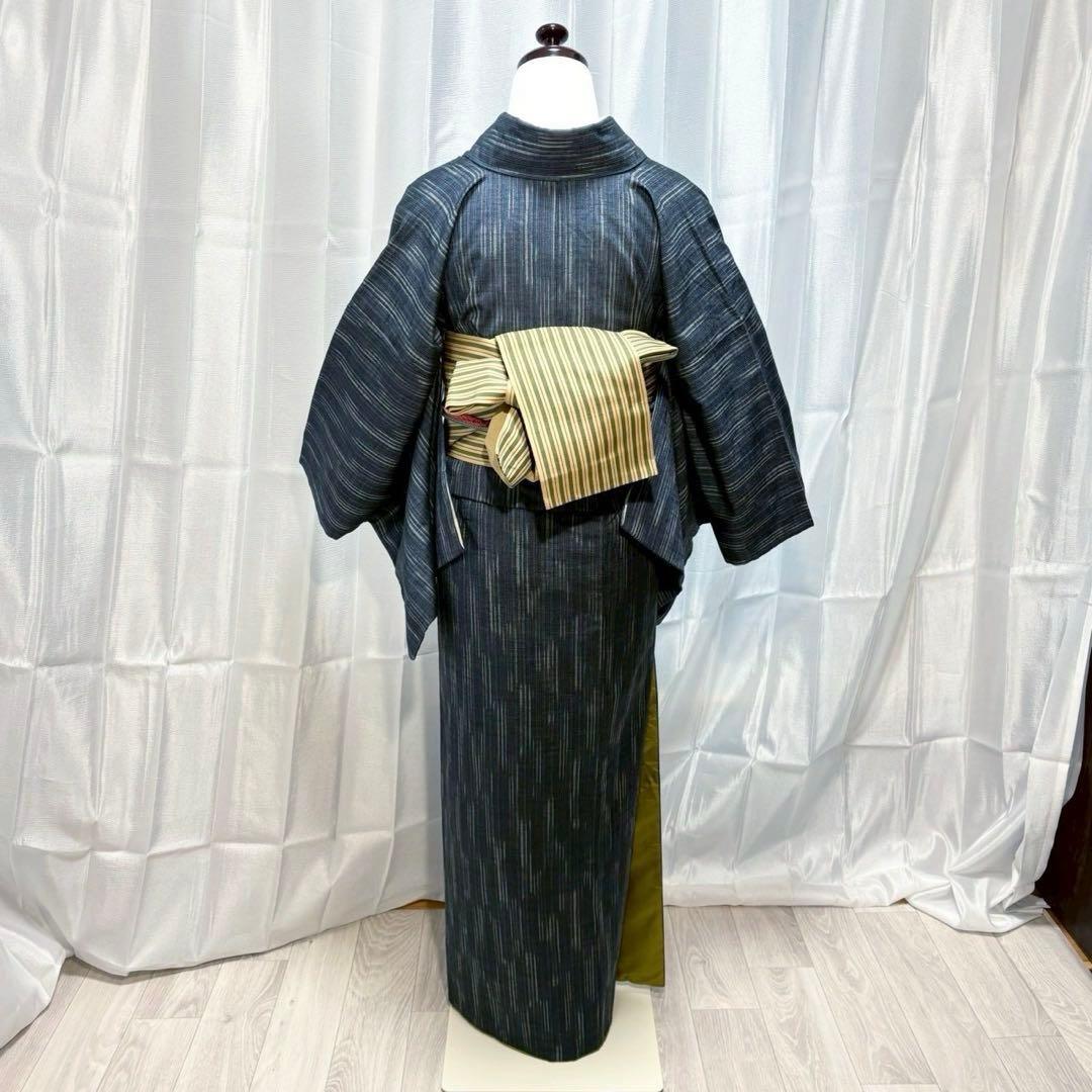 正絹　紬　十日町紬風　小紋　フルセット　着物専門店扱い　まるやま　フ9988