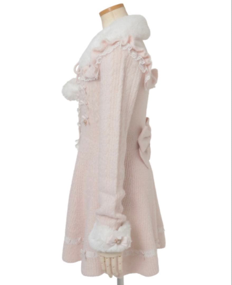 リズリサ ファーカラーぺプラムカーディガンピン