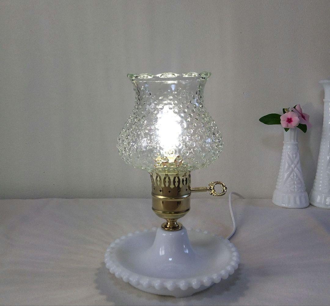 ヴィンテージ ホブネイル クリアガラス テーブルランプ レア