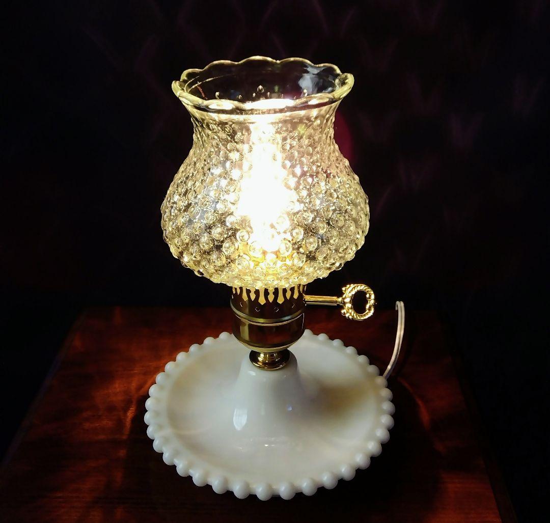 ヴィンテージ ホブネイル クリアガラス テーブルランプ レア
