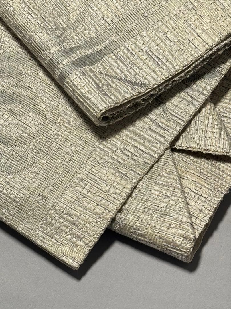 [ヴィンテージ] 本場筑前博多織　名古屋帯　正絹　博多帯　白練色　白　洒落帯