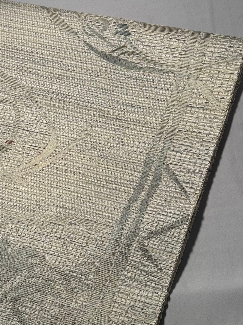 [ヴィンテージ] 本場筑前博多織　名古屋帯　正絹　博多帯　白練色　白　洒落帯