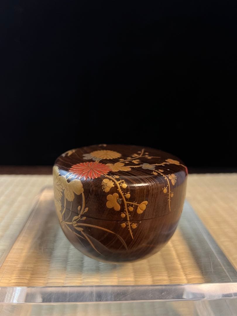 金箔装飾 木製 茶道具 棗　骨董　金蒔絵　共箱 香合 茶碗