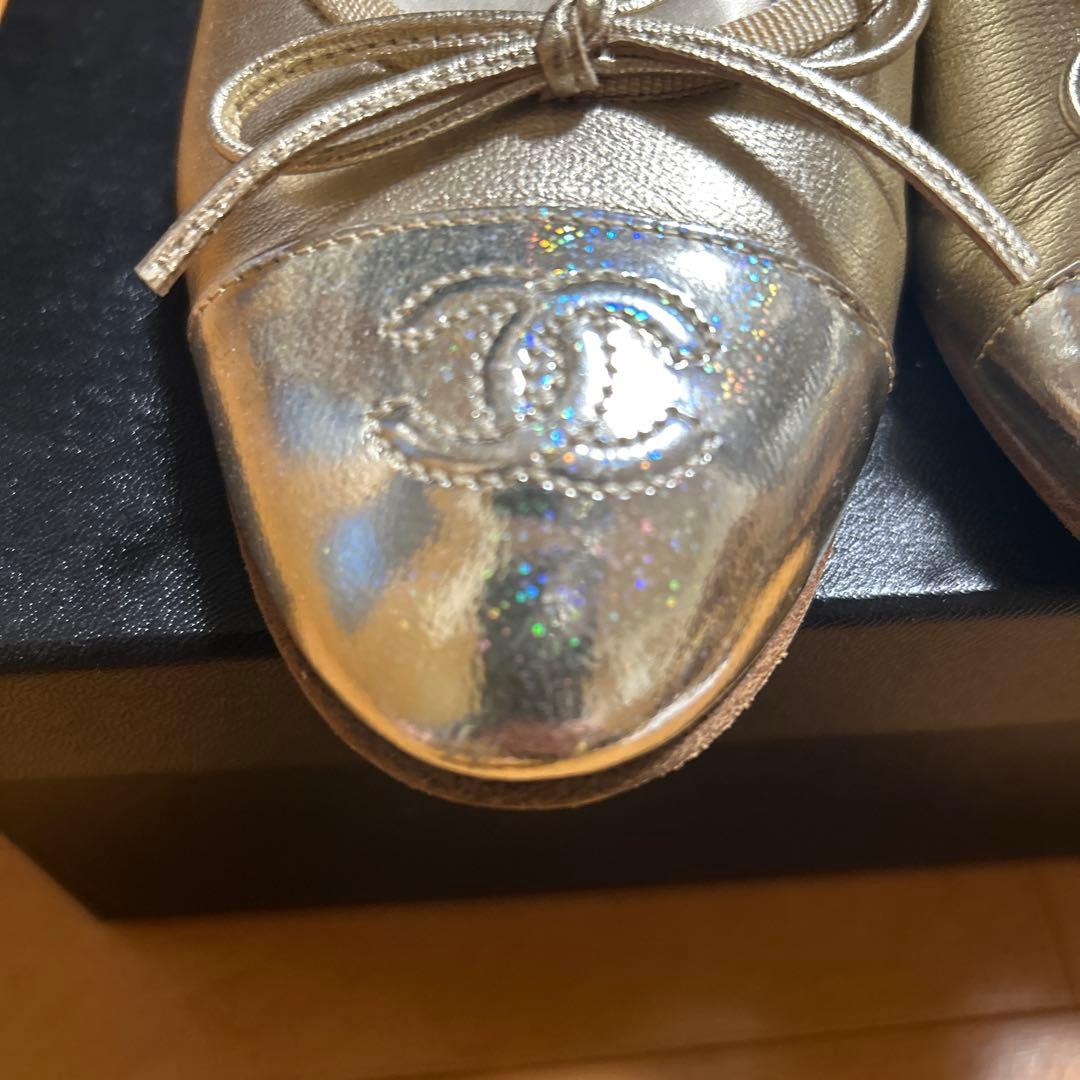 シャネル　バレリーナ　ゴールド　バレエシューズ　37C