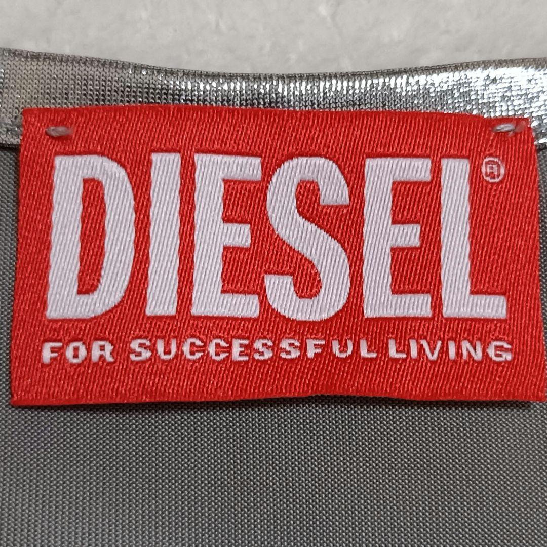 新品タグ付き DIESEL キャミソール シルバー メタル ホルターネック XS