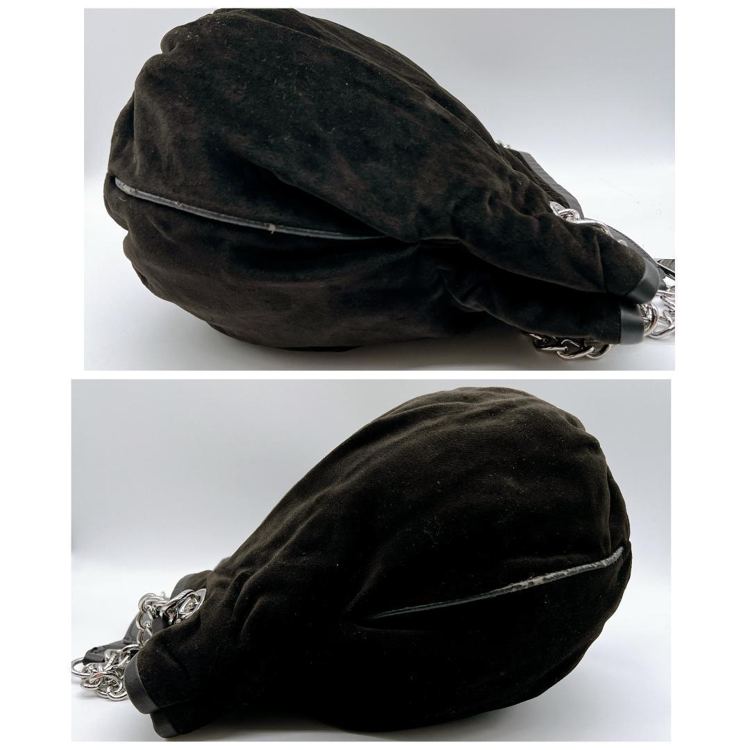 JUICY COUTURE ベロア チェーン トートバッグ 黒 Y2K e651