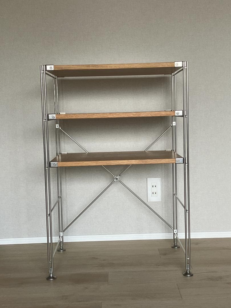 [無印良品] ステンレスユニットシェルフ オーク材棚 小 (中古品)