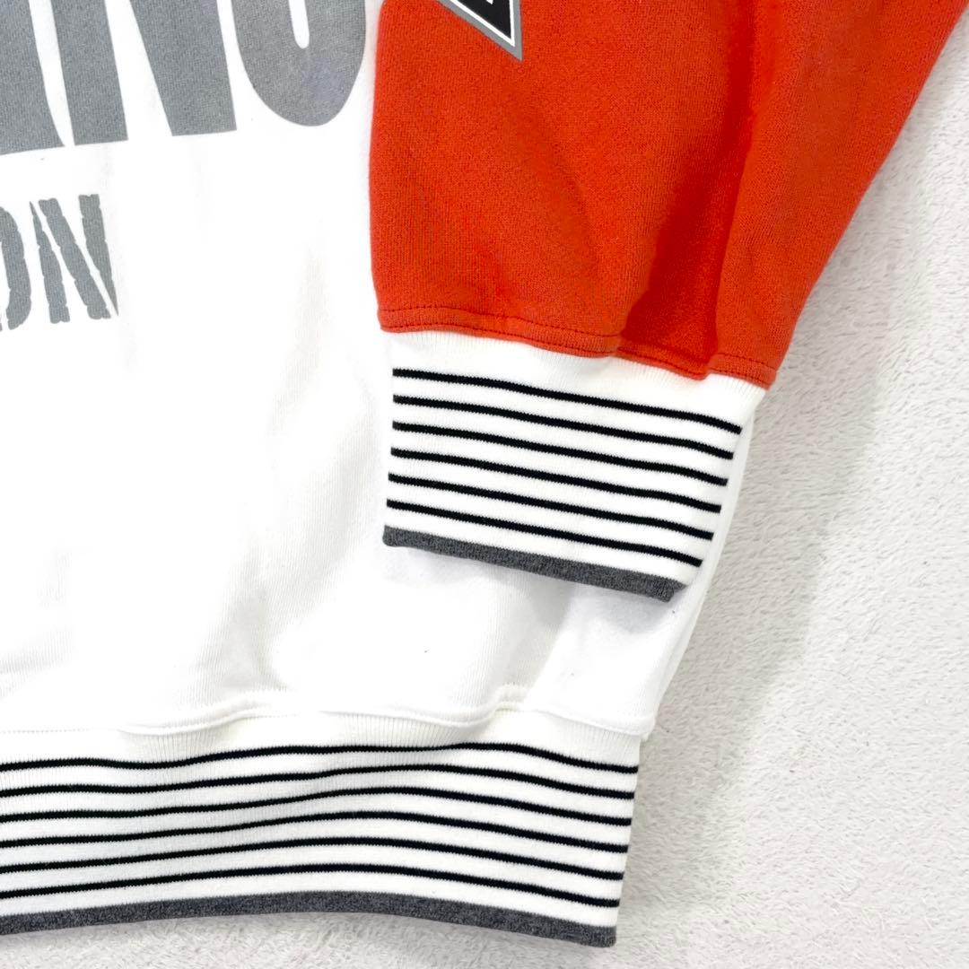 【BARNIVARNO】ハーフジップスウェット 背面ビッグロゴ 袖切替 白 3L