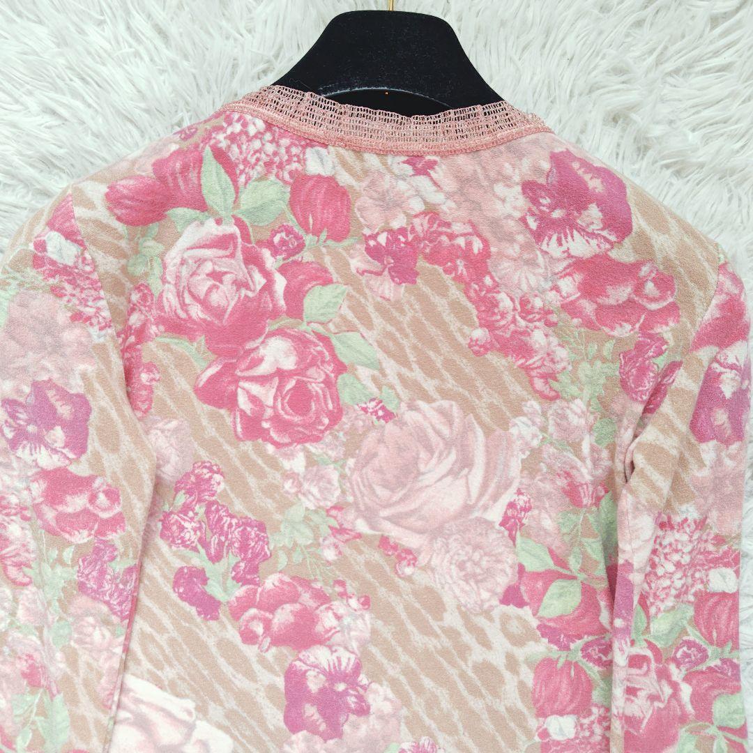 【ブルマリン】アンナモリナーリ花柄アンサンブル レース 薔薇 ピンクカーディガン