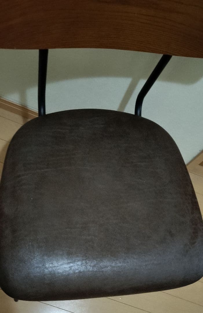 ♪ブラウン 木製　合成皮革のデスクチェア　送料無料