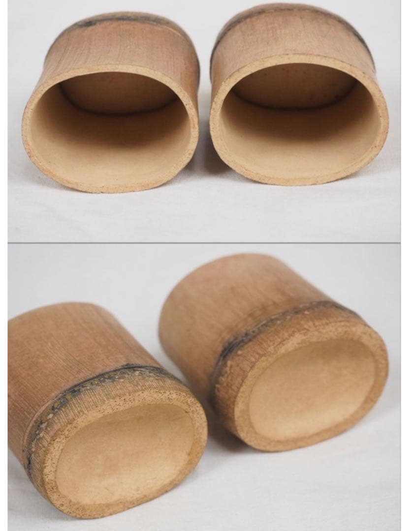 送料無料　作家物　白泥竹形急須・杯セット 未使用　煎茶道具