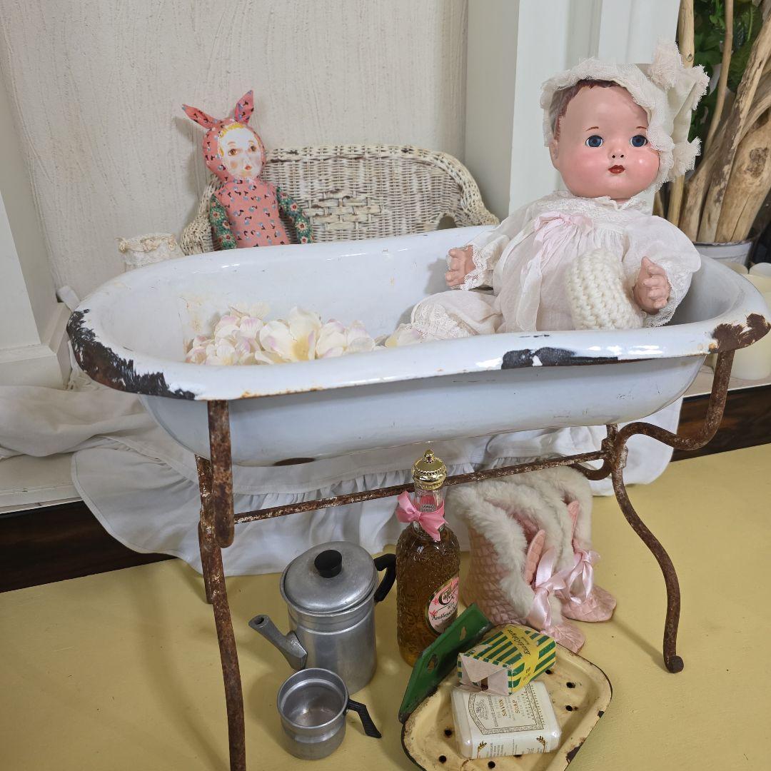 フランスアンティーク　ホーロー　バスタブ　フレンチシャビーブロカント