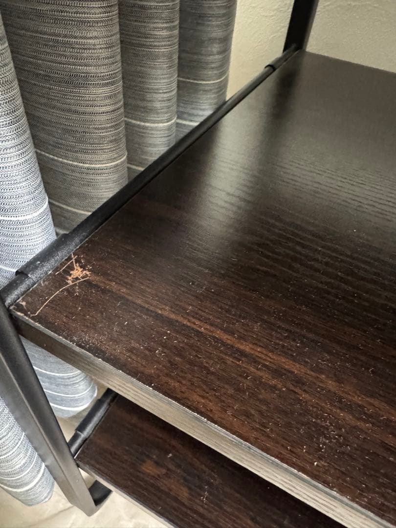 シェルフ付きワードローブ　棚・引き出し付き　ダークブラウン