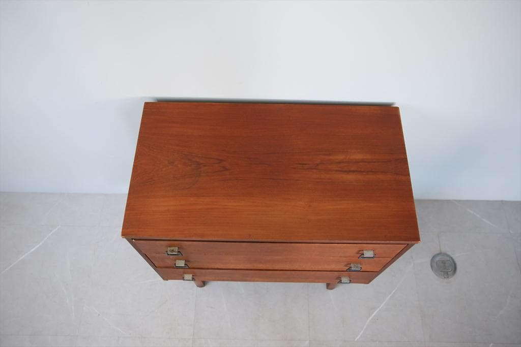 英国アンティークチーク3杯ドロワー/木製チェスト/タンス/飾り棚(91-76)