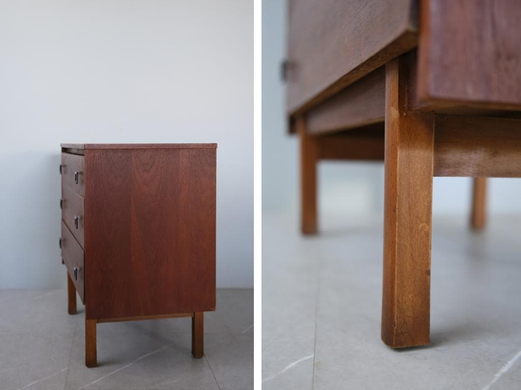 英国アンティークチーク3杯ドロワー/木製チェスト/タンス/飾り棚(91-76)