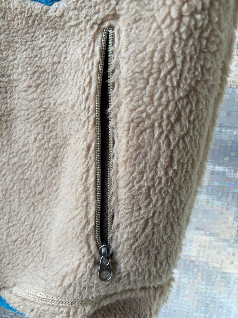 【極美品】レトロx パタゴニア フリース ベスト S ベージュ/青ブルー