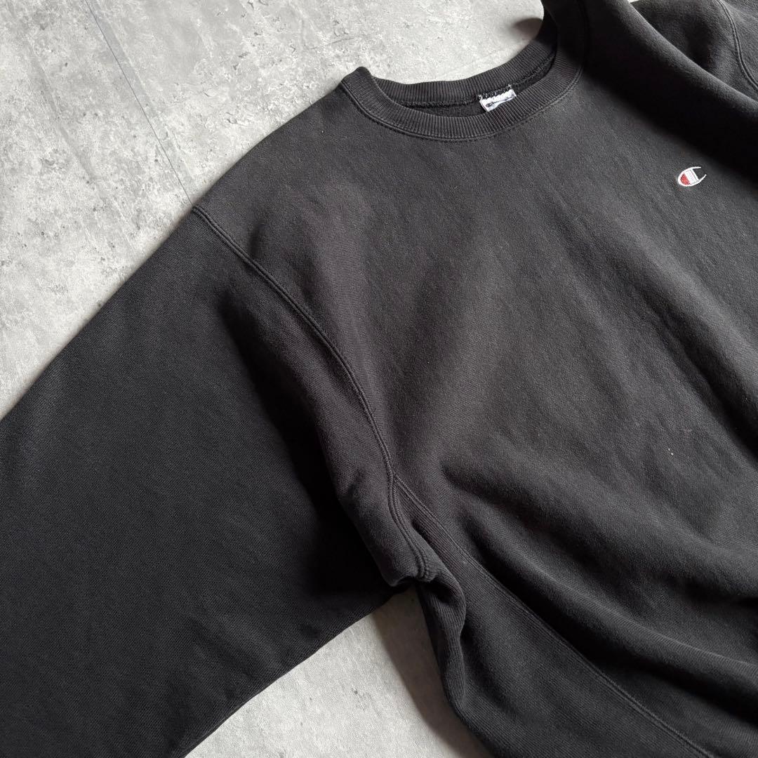 【90s champion】リバースウィーブ　スウェット　墨黒　フェード　古着