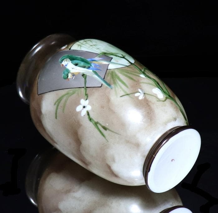 オールド・バカラ レアカラー ジャポニスム花瓶 オパーリンクリスタル製花鳥図飾壷