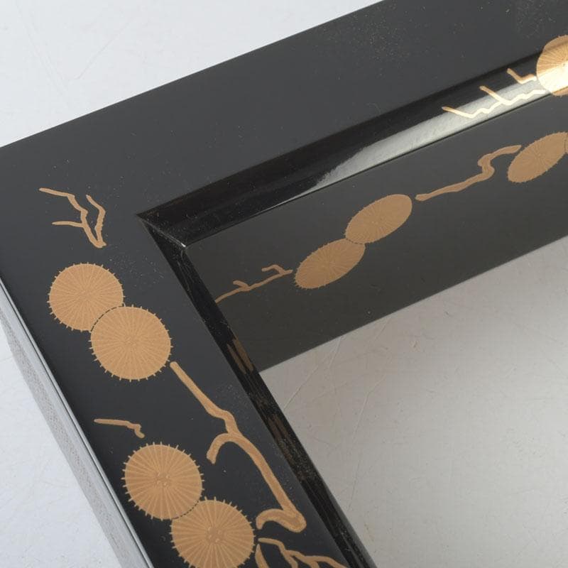 茶道具　塗師　宗寿作　笠松蒔絵　炉縁　堀内宗完（兼中斎）書付　共箱　M9890A