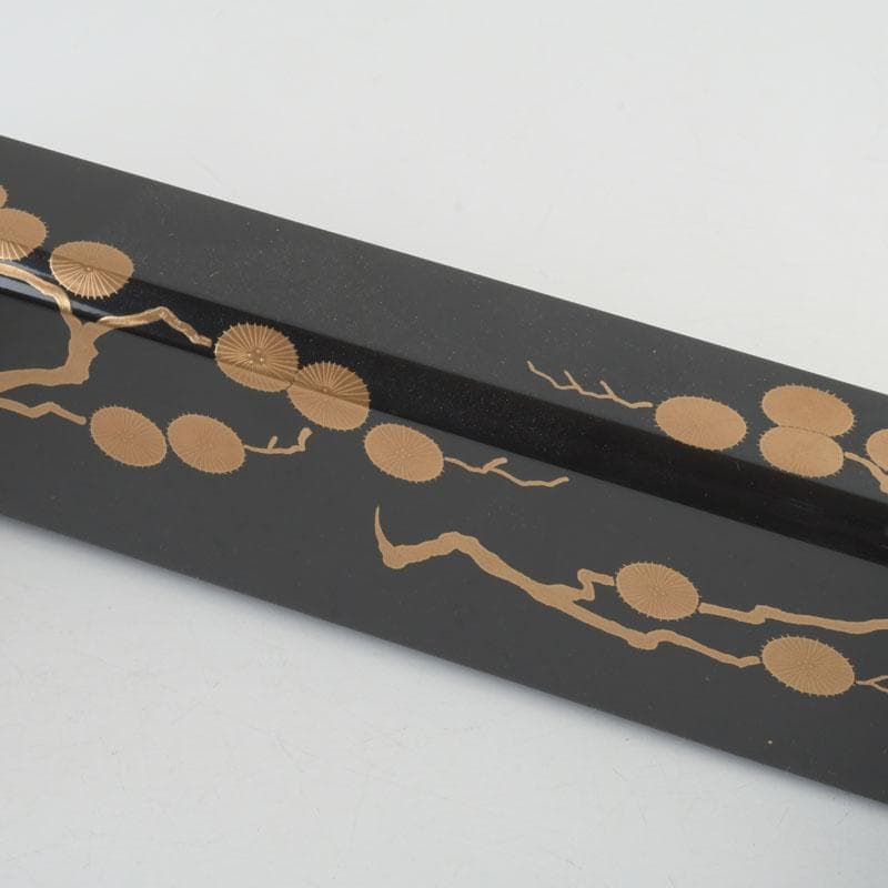 茶道具　塗師　宗寿作　笠松蒔絵　炉縁　堀内宗完（兼中斎）書付　共箱　M9890A