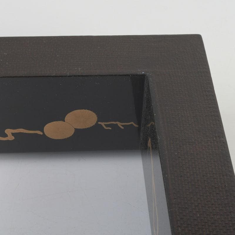 茶道具　塗師　宗寿作　笠松蒔絵　炉縁　堀内宗完（兼中斎）書付　共箱　M9890A