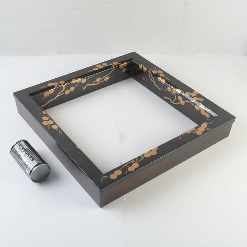 茶道具　塗師　宗寿作　笠松蒔絵　炉縁　堀内宗完（兼中斎）書付　共箱　M9890A