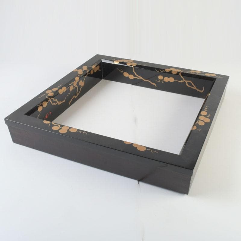 茶道具　塗師　宗寿作　笠松蒔絵　炉縁　堀内宗完（兼中斎）書付　共箱　M9890A