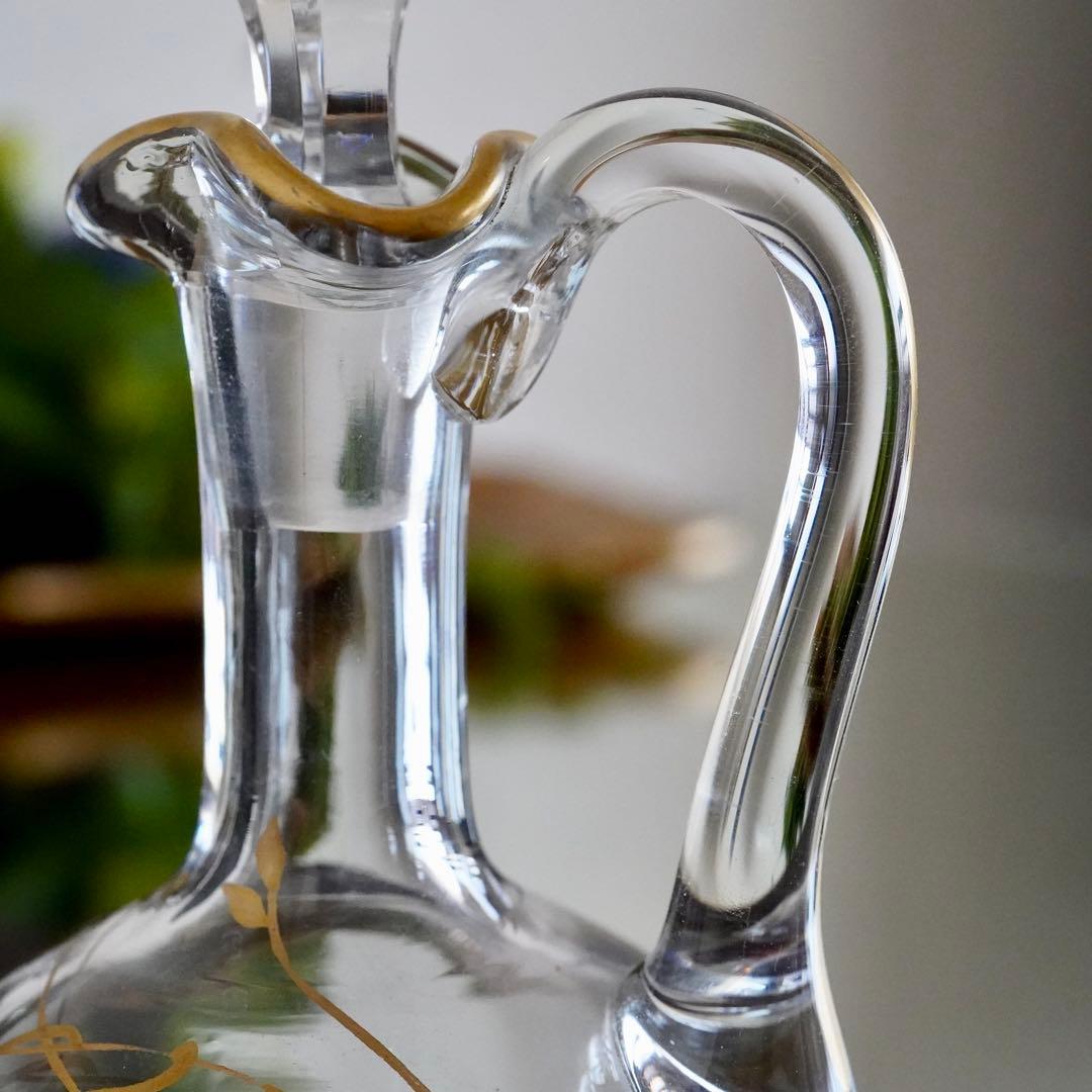 24金＆エナメル彩★オールドバカラ★ジャポニズム★取っ手付きデカンタ★希少サイズ