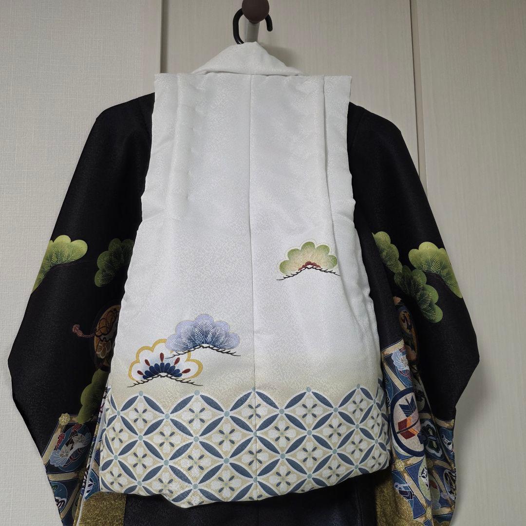 七五三 男の子 3歳 被布 7点セット 着物 黒 白