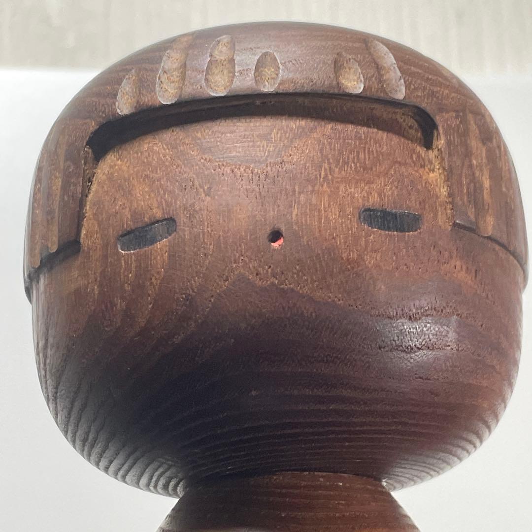 【山中三平】創作こけし｜おかっぱ 伏し目 花模様｜三平こけし 約19cm