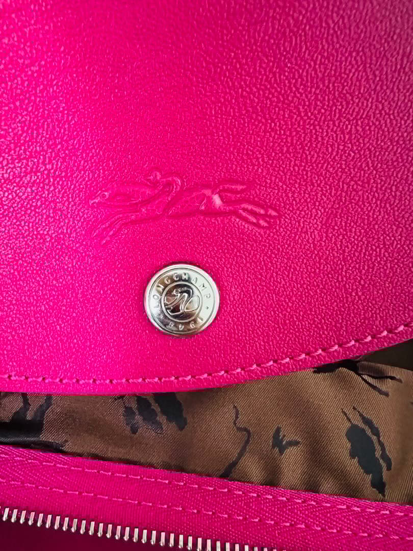 ロンシャン　リアルレザー　本革　ピンクレザーショルダーバッグ