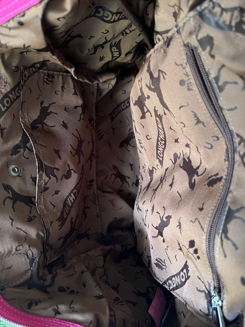 ロンシャン　リアルレザー　本革　ピンクレザーショルダーバッグ